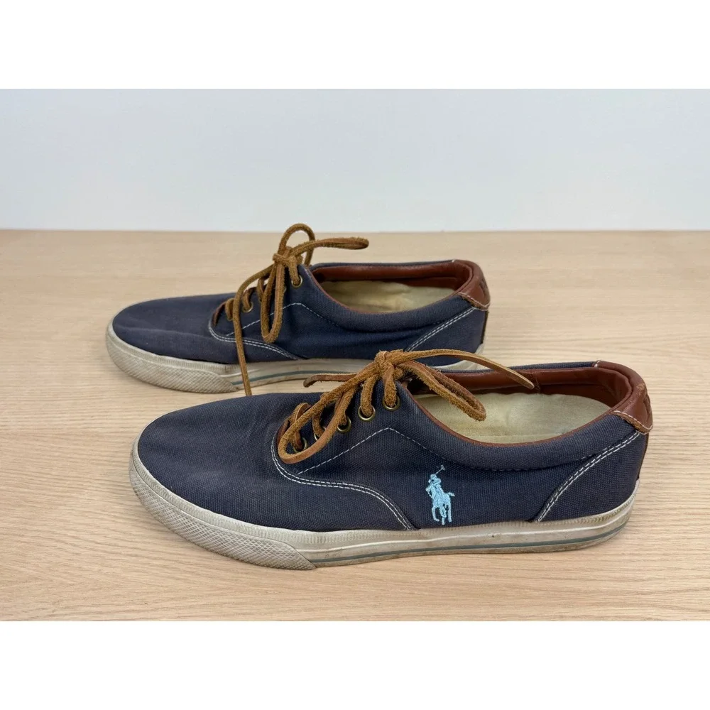 Polo Ralph Lauren‎ Vaughn Blue Canvas Casual Sneakers Shoes Mens Size 9D